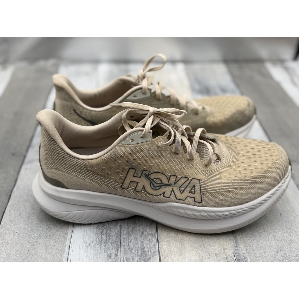 HOKA Mach 6 Men's Running Shoes Size 12.5D Oat Milk Barley Beige 1147790